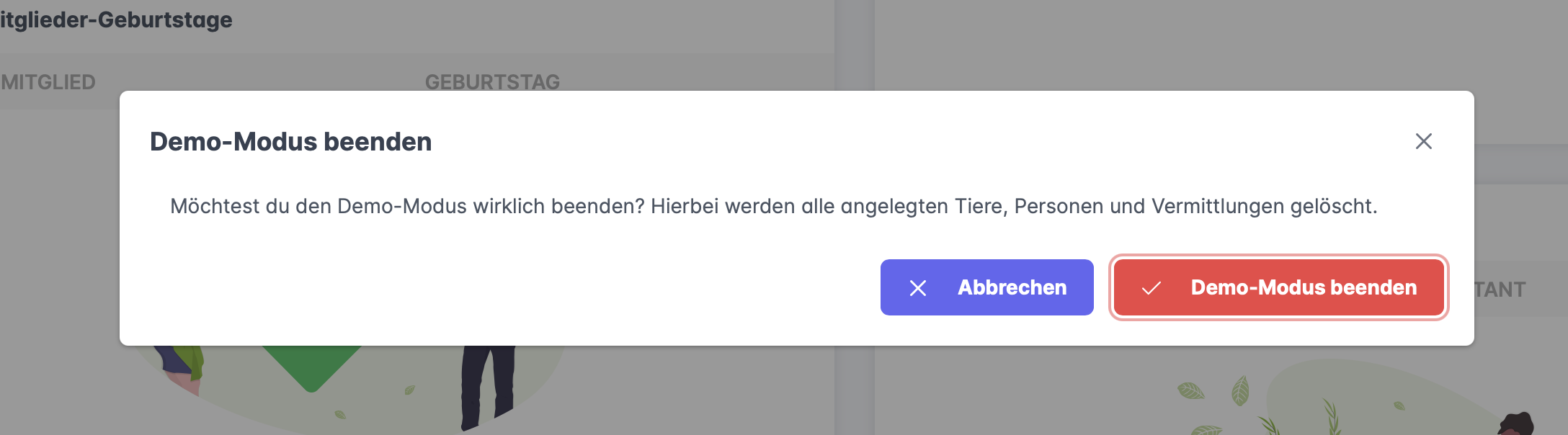 petoffice Demo-Modus beenden Dialog