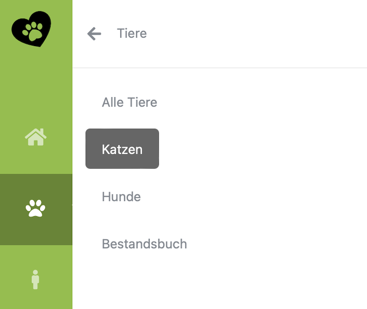 Navigation zu den Listen über die Navigation