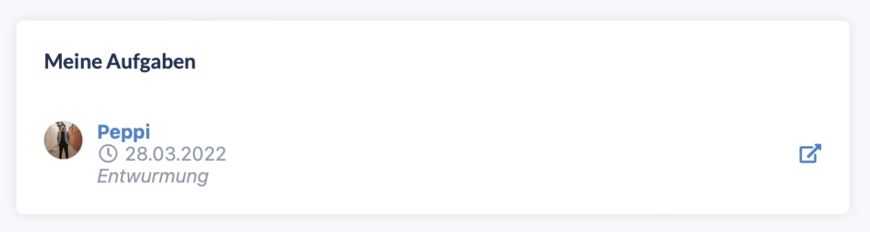 Zugewiesene Aufgaben auf dem Dashboard in petoffice